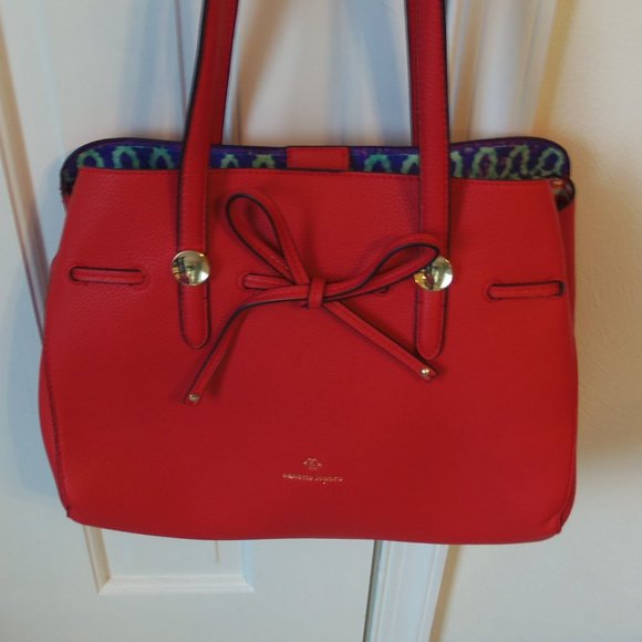 Nanette Lepore Arabella Bow Bag Red, faux leather, satchel tote bag - Picture 2 of 12